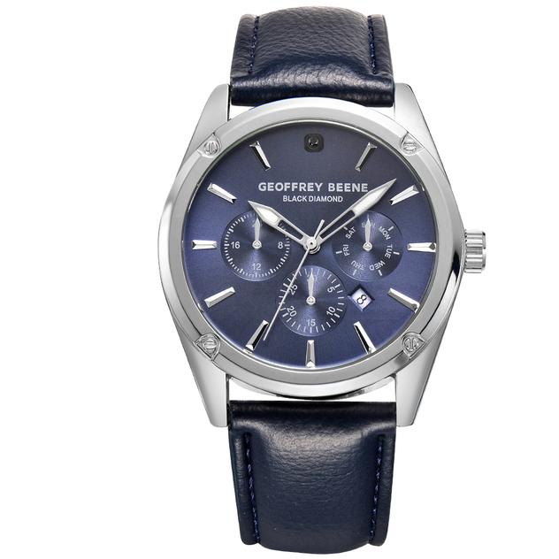 Mens Geoffrey Beene® Silver-Tone Black Diamond Watch - GBC0019SL