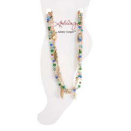 Ashley 3pc. Gold-Tone Blue & Green Leaf Anklet Set