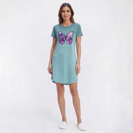 Plus Size Jaclyn Short Sleeve Butterfly Paradise Nightshirt