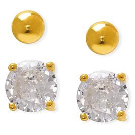 Gianni Argento 2pr. Ball & CZ Stud Earrings Set