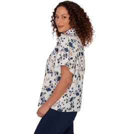 Plus Size Emaline Summer In The City Tie Neck Floral Blouse
