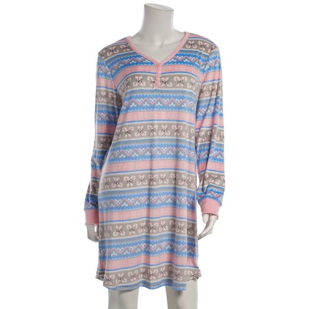 Petite White Orchid Candy Fair Isle Henley Nightshirt