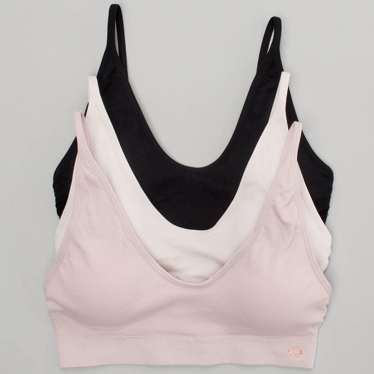 Womens Danskin 3pk. Diagonal Rib Bralettes - DS6701-3PKE