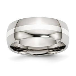 Mens Gentlemen's Classics(tm) 8mm Sterling Silver Inlay Wedding Band
