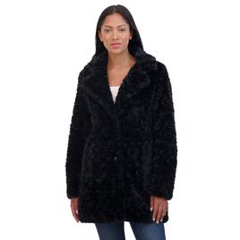 Womens Sebby Crushed Faux Fur Coat w/Notch Collar
