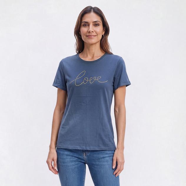 Womens Bare Your Soul By Sweet Soul Roll Sleeve Hem "Love" Tee
