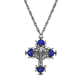 Symbols of Faith Silver Cross Color Crystal Necklace
