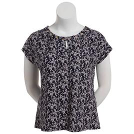 Womens Notations Short Sleeve Leaf Basic Shell Blouse