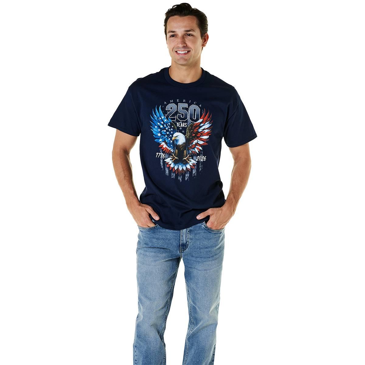Mens Home of the Brave America 250 Wings of Freedom Graphic Tee