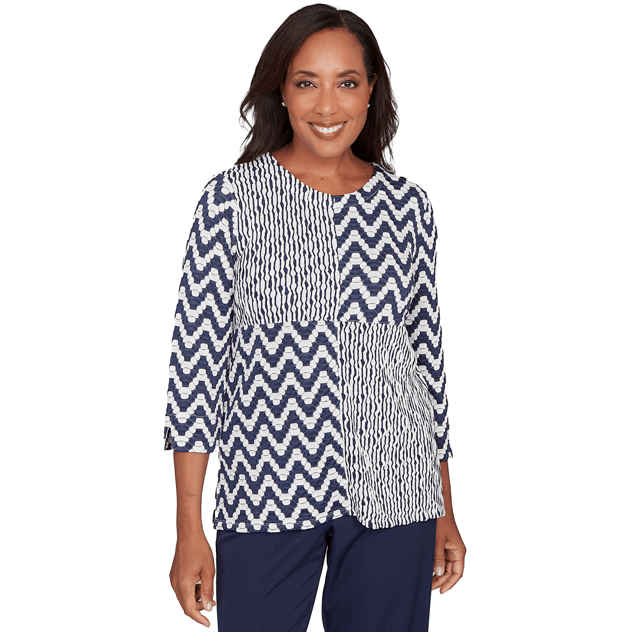 Womens Alfred Dunner Saratoga Springs Chevron Abstract Blouse