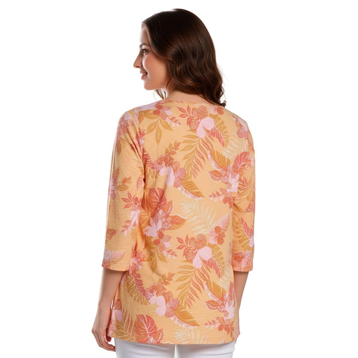 Womens Emily Daniels 3/4 Sleeve Floral Round Neck Blouse