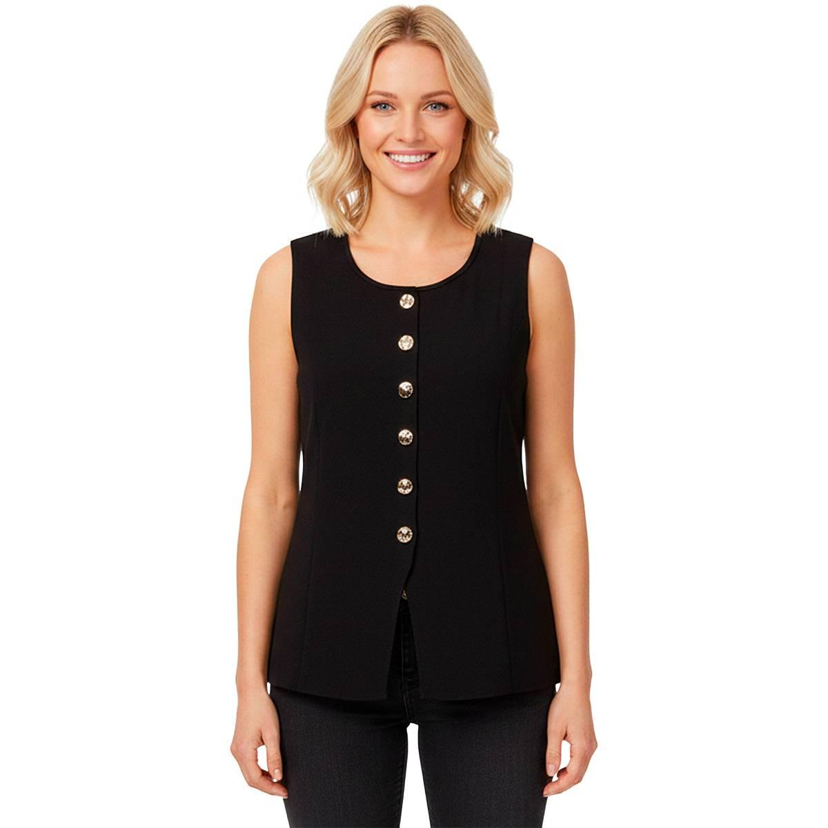 Womens Adrianna Papell Sleeveless Gold Button Sweater Vest