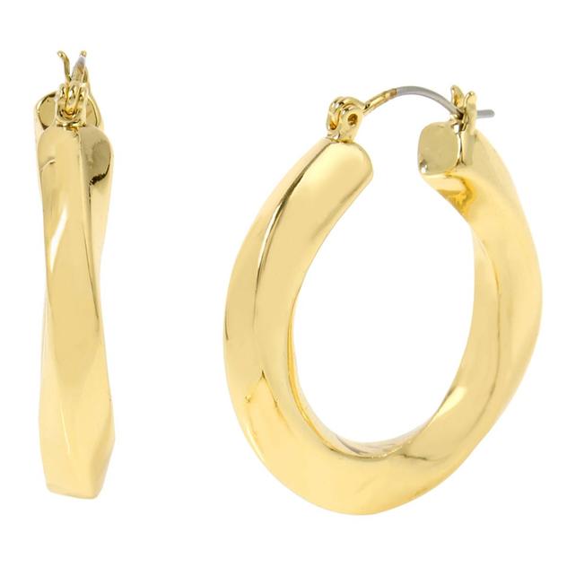 Steve Madden Gold Woven Twist Medium Hoop Earrings