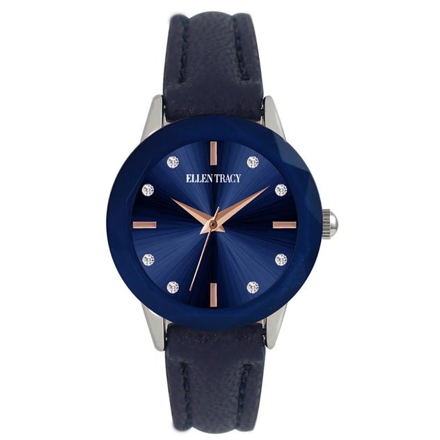 Womens Ellen Tracy Mini Faceted Bezel Watch - ET5405SL