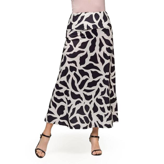 Womens 24/7 Comfort Apparel Black & White A-Line Maxi Skirt
