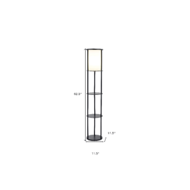 HomeRoots 63in. Black Wood Column Floor Lamp With Cylinder Shade