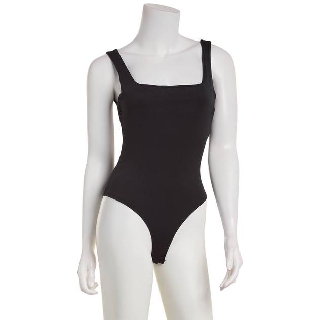 Juniors No Comment Spanlux Jersey Sleeveless Square Neck Bodysuit