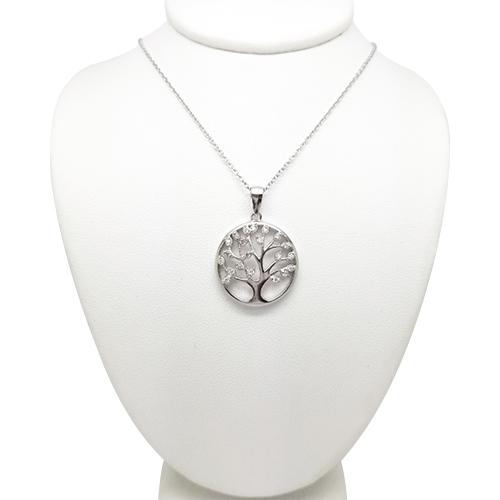 Sterling Silver CZ Tree of Life Necklace