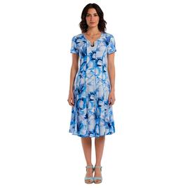 Womens Sami & Jo Short Sleeve Floral Horseshoe Neck A-Line Dress