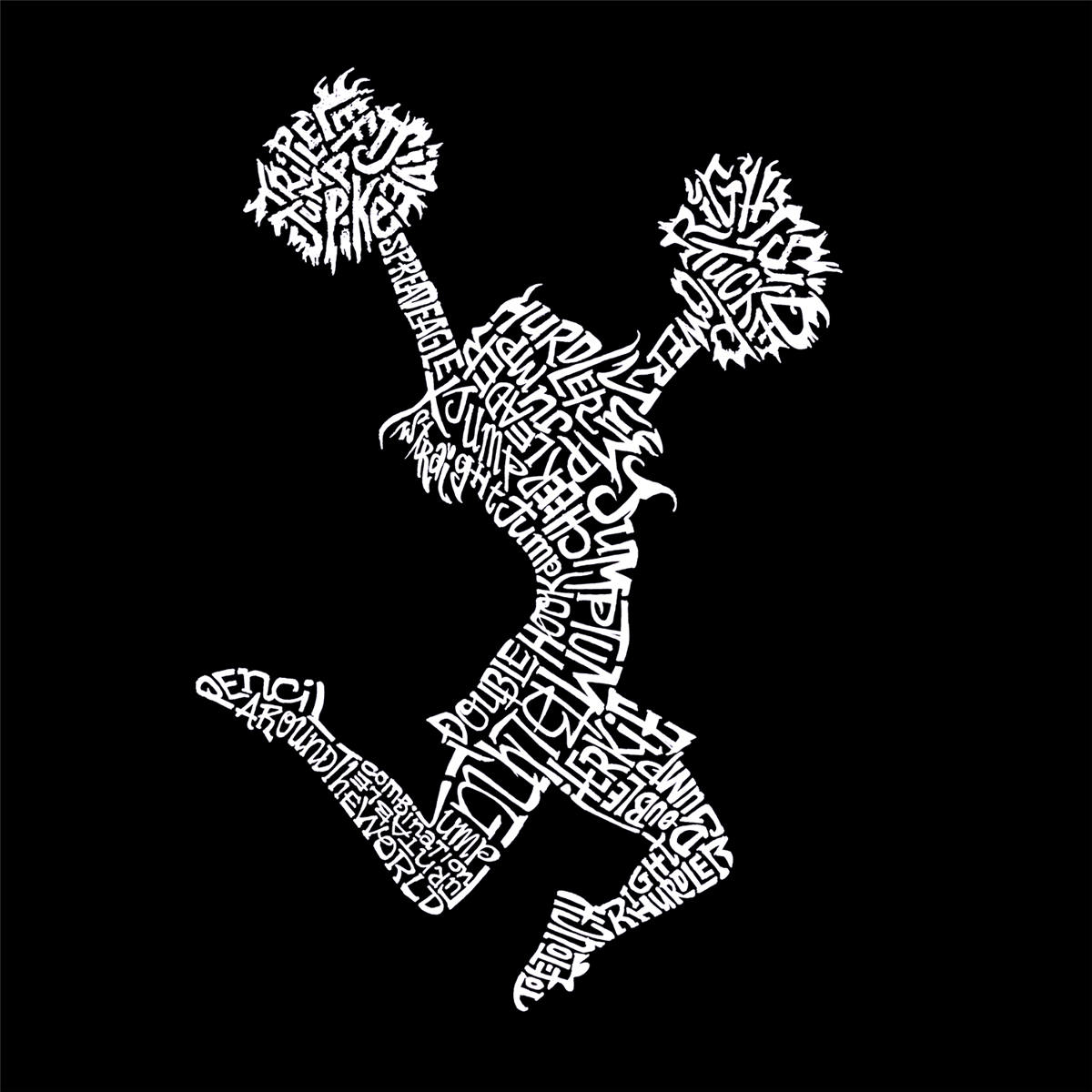 Womens LA Pop Art Cheer Word Art Graphic Tee