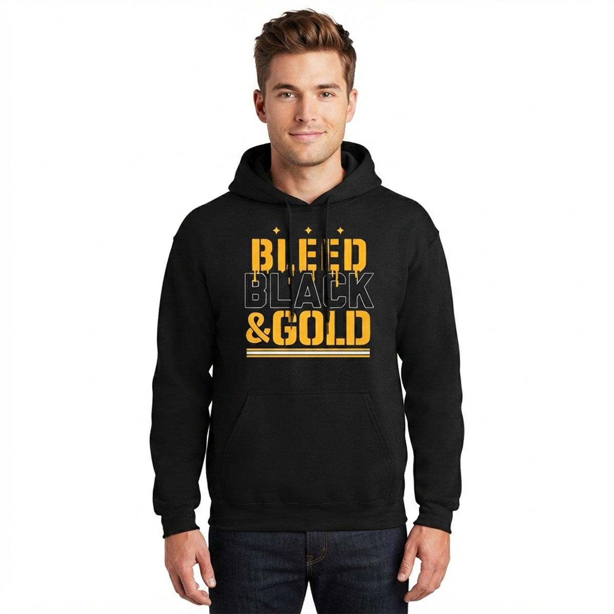 Mens Tailgate Pittsburgh Football Bleed Black & Gold Hoodie