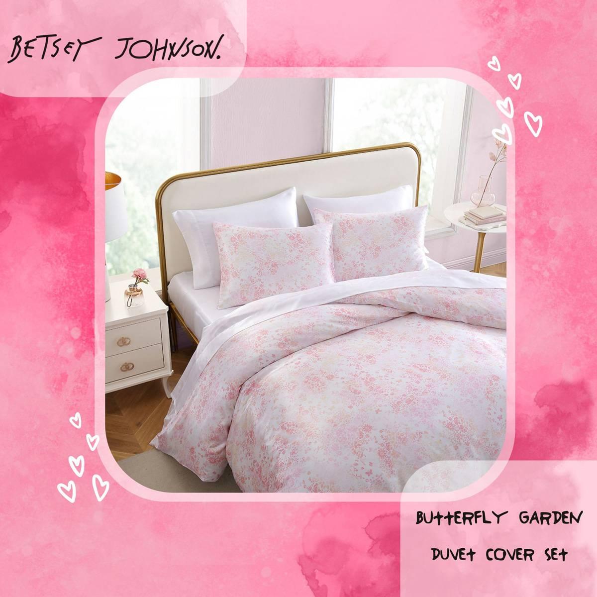 Betsey Johnson Butterfly Garden Satin Duvet Cover Set