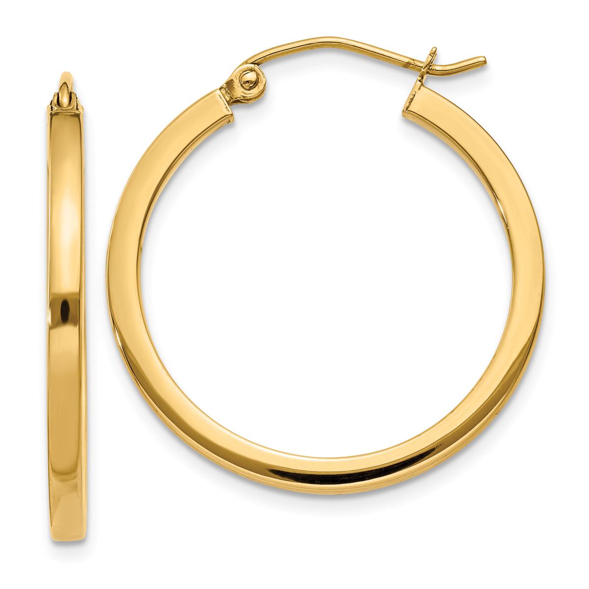 Gold Classics(tm) 14kt. 20mm Square Tube Hoop Earrings