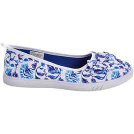 Womens Ashley Blue Floral Blue Canvas Flats