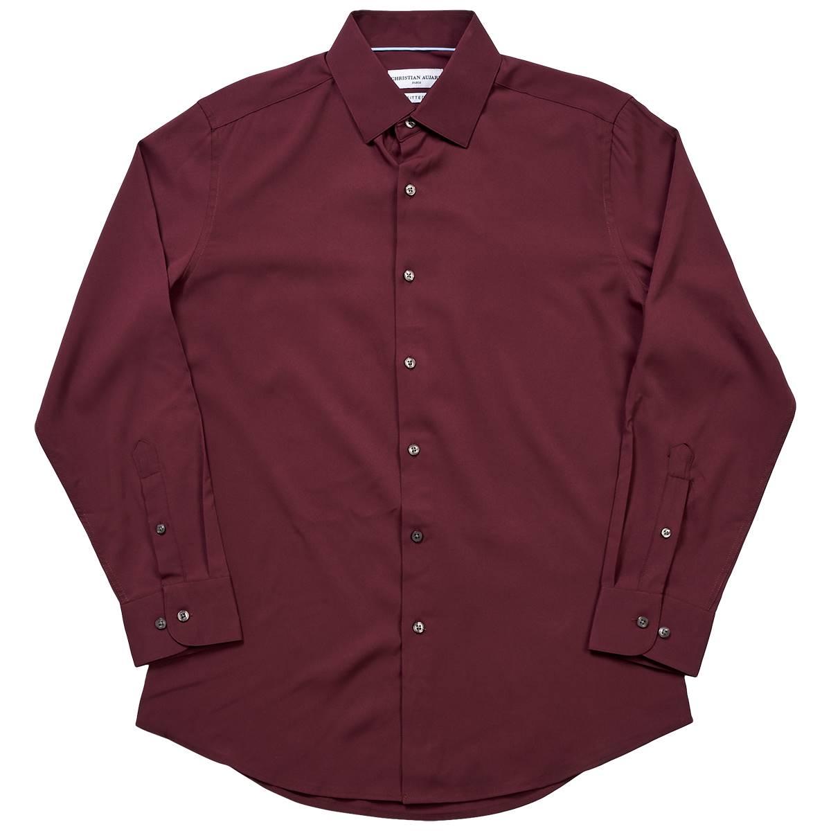 Mens Christian Aujard Fitted Dress Shirt - Dark Maroon