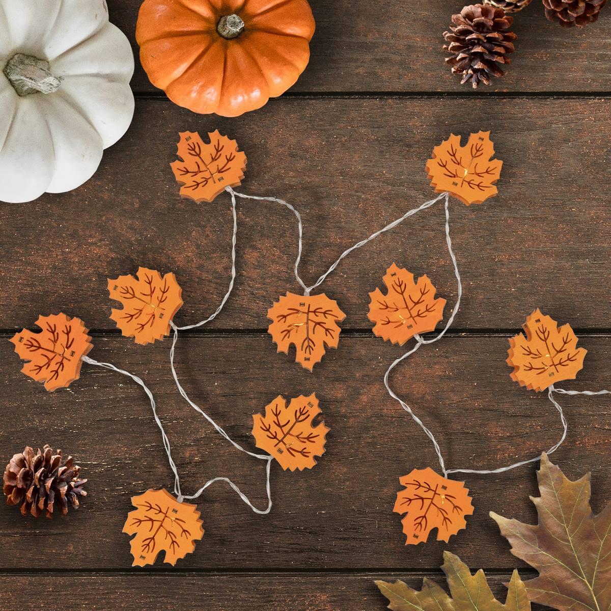 Northlight Seasonal 10ct. LED Orange Fall Leaves Fairy Lights