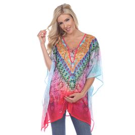 Plus Size White Mark Purple Print Maternity Poncho