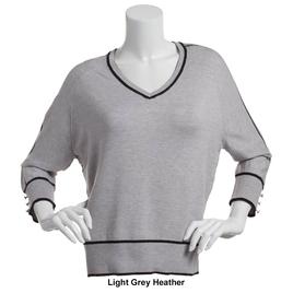 Womens Retrology 3/4 Sleeve V-Neck Tipped Sweater