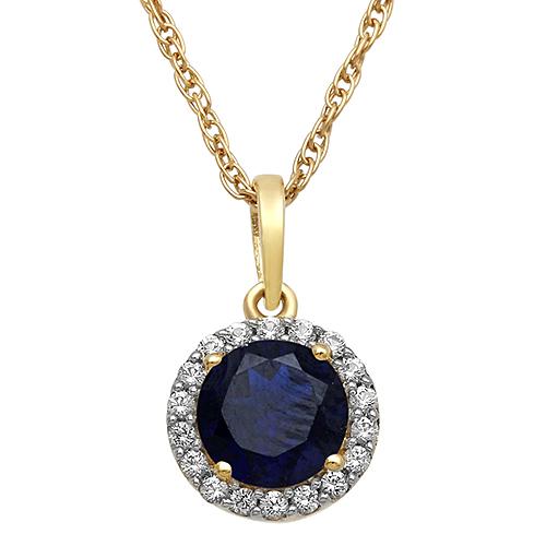 Gemstone Classics™ Blue & White Sapphire Halo Necklace
