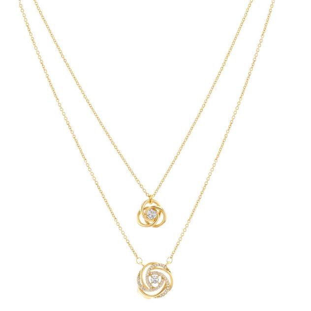 Design Collection 2pc. Gold-Tone Double Knot CZ Pendant Necklaces