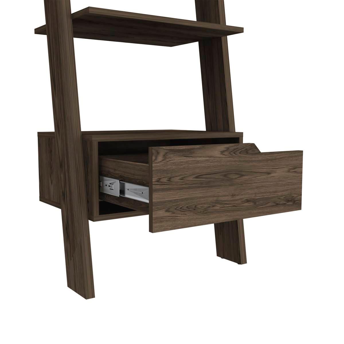 FM FURNITURE Hamburg Dark Walnut Ladder Bookcase