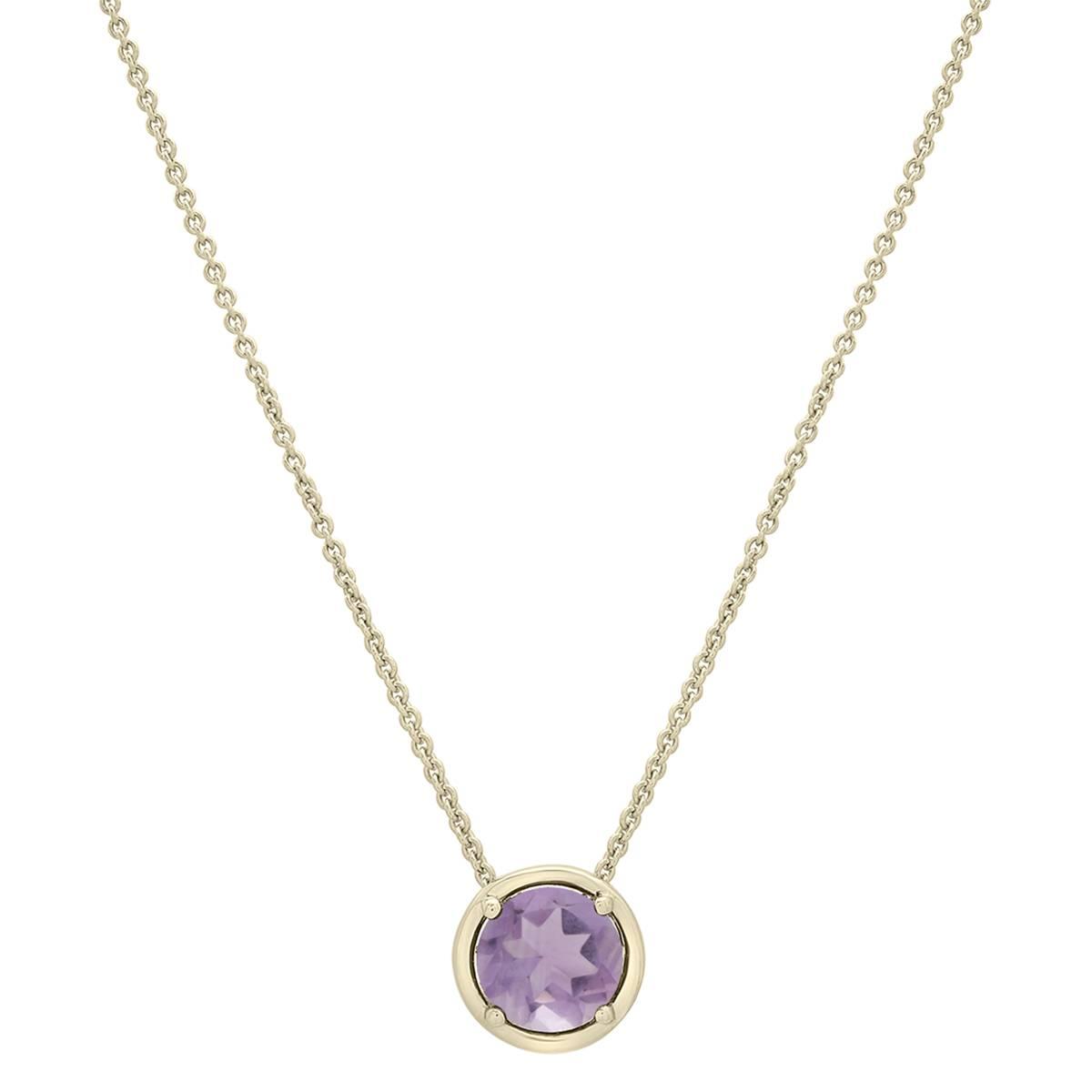 Gold Plated Amethyst Center Stone Pendant Necklace