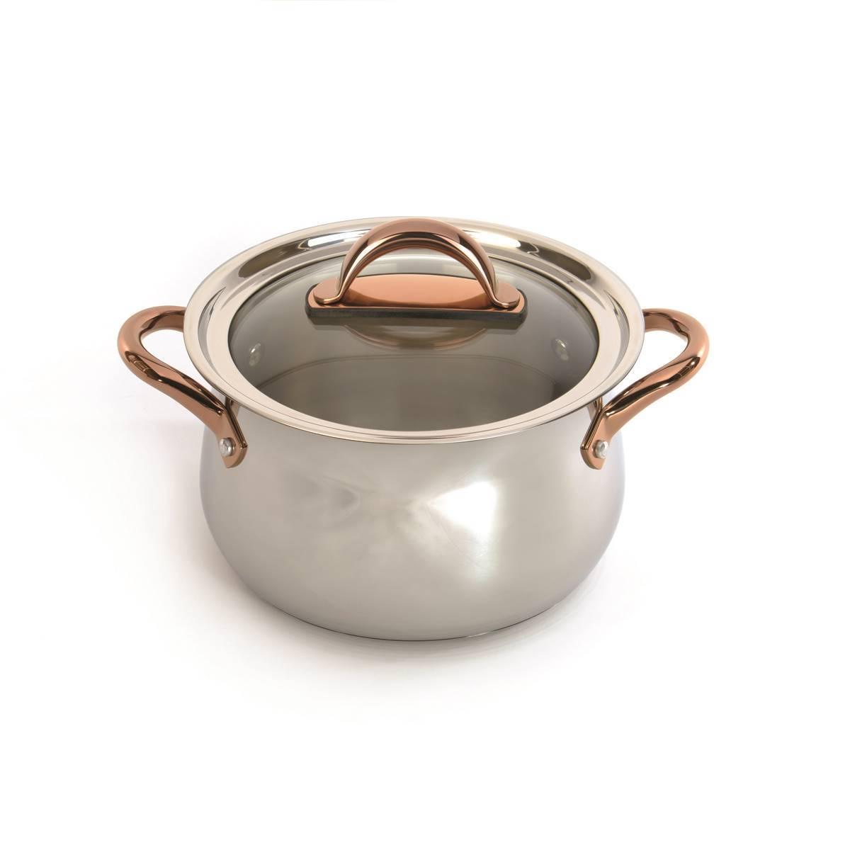 BergHOFF Ouro Stainless Steel Stockpot 8in. w/ Glass Lid