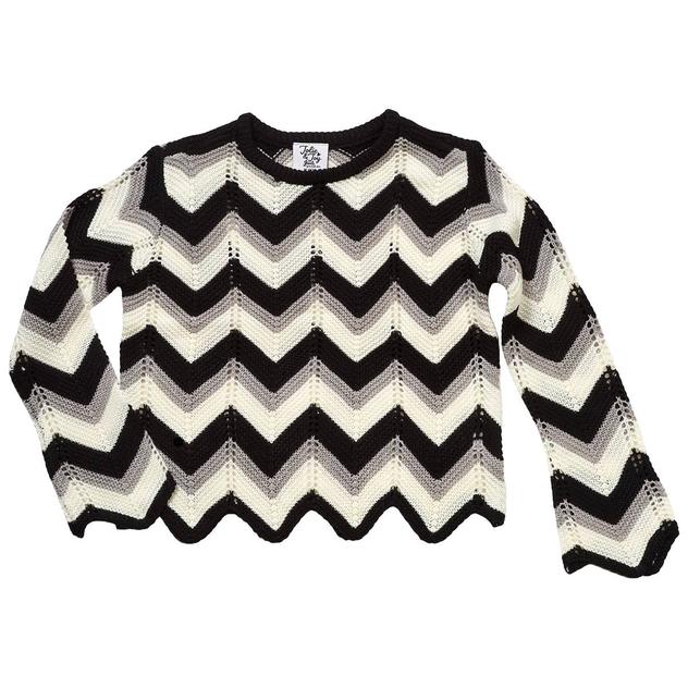 Girls (7-16) Jolie & Joy Chevron Crew Neck Open Knit Sweater
