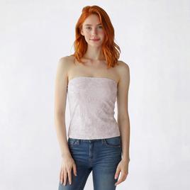 Juniors No Comment Yum Jersey Print To Solid Reverse Tube Top