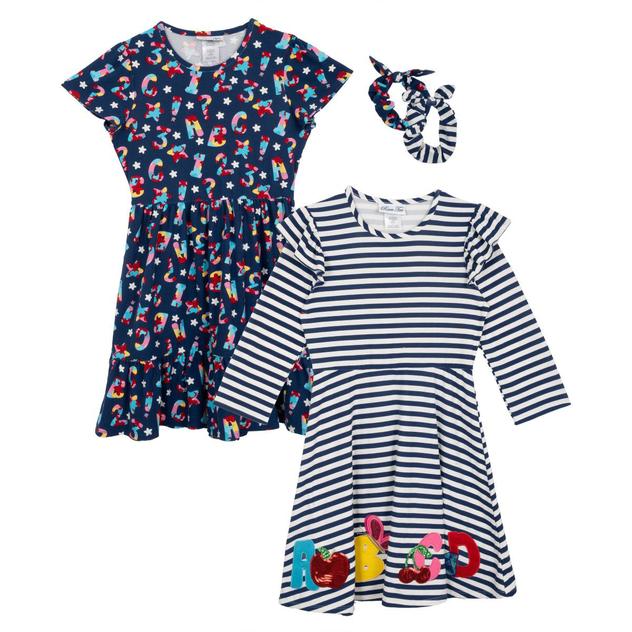 Girls (7-10) Rare Too 2pk. Stripe & ABC Yummy Dresses
