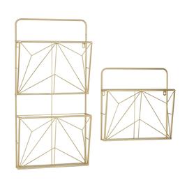 9th & Pike(R) Geometric Gold Metal Wall Mail Organizer - Set of 2