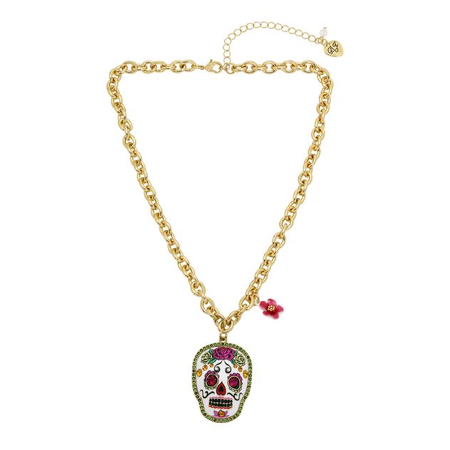 Betsey Johnson Sugar Skull Pendant Necklace