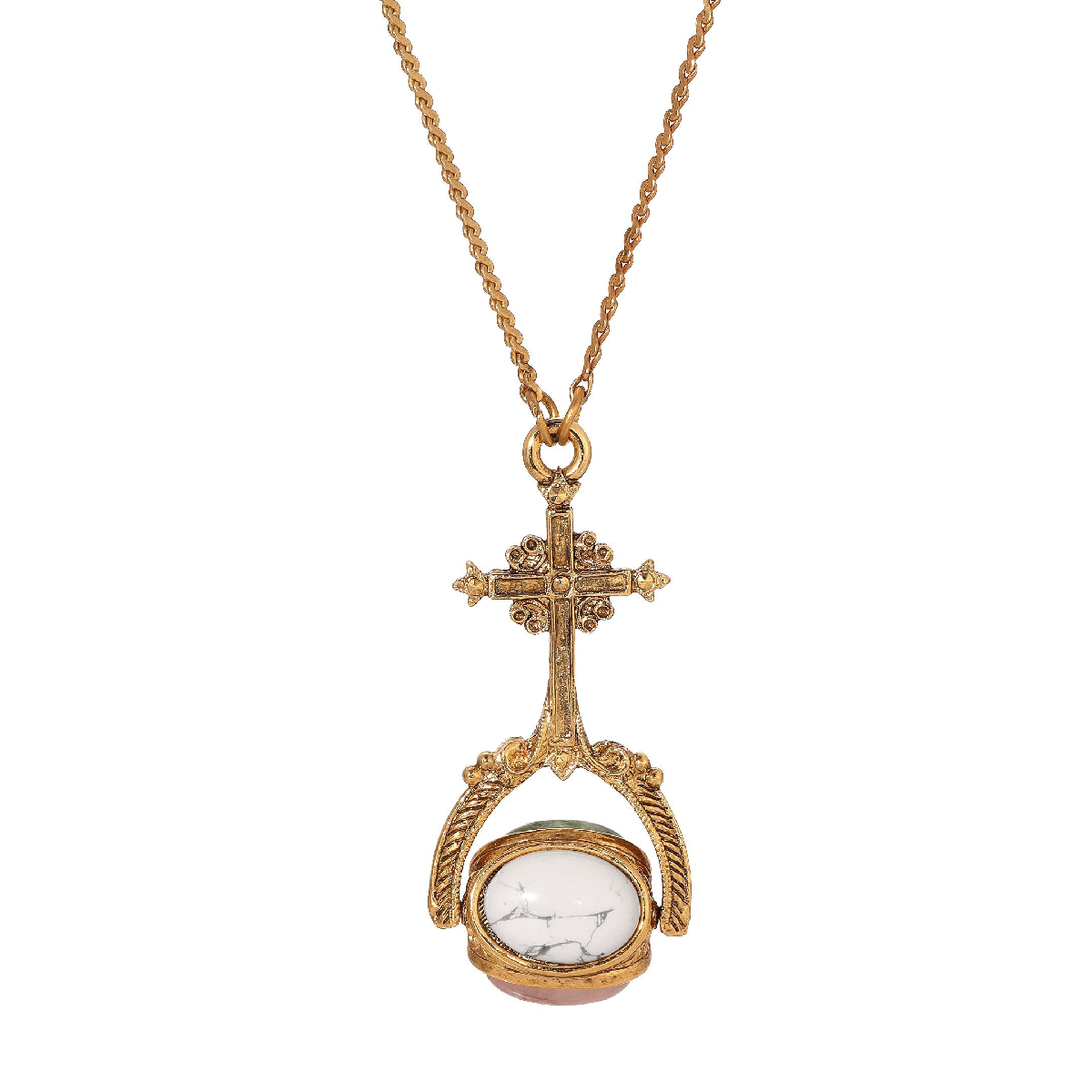 Symbols of Faith 14kt. Gold-Dipped Cross Multi-Stone Necklace