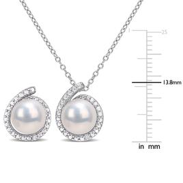 Gemstone Classics™ White Pearl & Diamond Earrings & Pendant Set