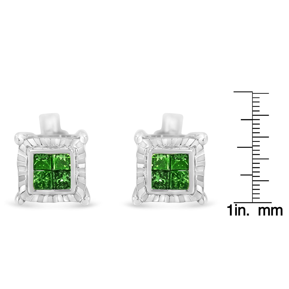 Radiant Rainbow™ 1/2ctw. Green Diamond Quad Stud Earrings