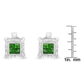 Radiant Rainbow™ 1/2ctw. Green Diamond Quad Stud Earrings
