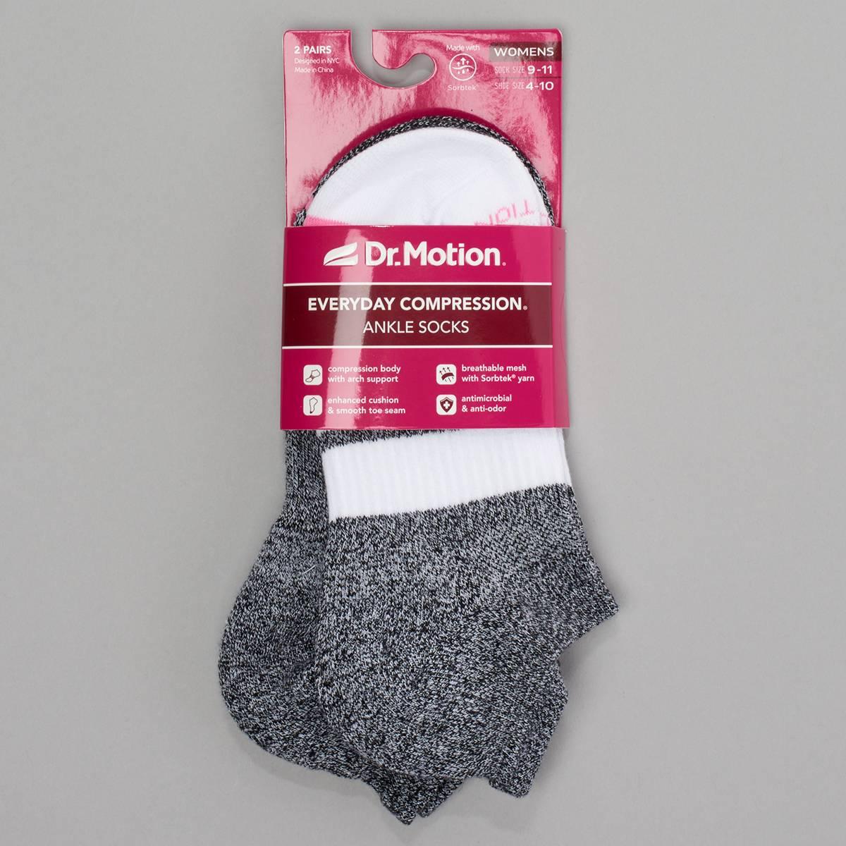 Womens Dr. Motion 2pk. Stripe Low Cut Socks