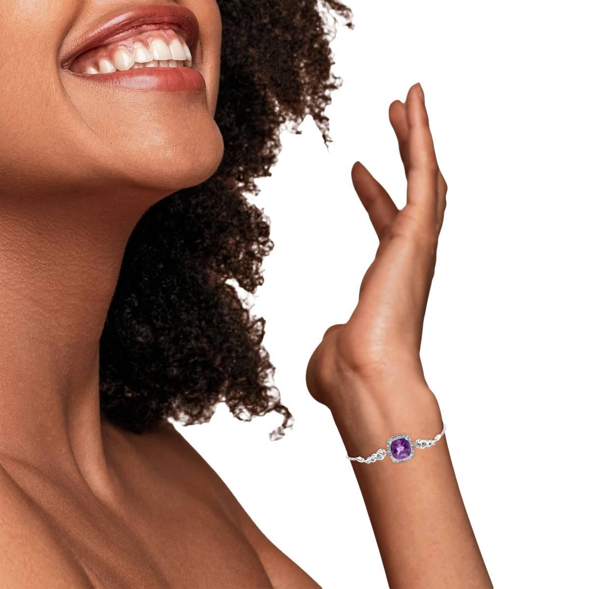 Haus of Brilliance Purple Amethyst & Diamond Accent Bolo Bracelet