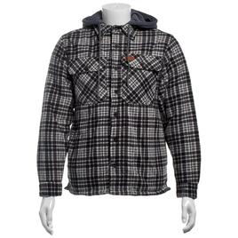 Mens Mountain Ridge Plaid Polar Fleece Jacket - New Black Grey