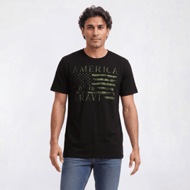 Mens Big & Tall Home of the Brave American Flag Graphic Tee